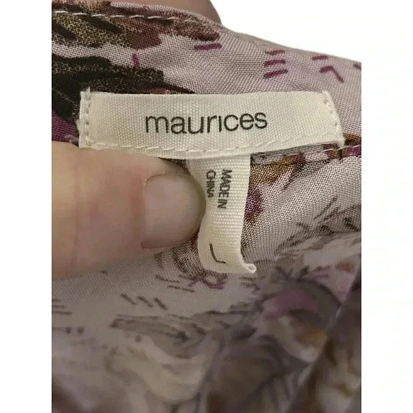 Maurices Tunic Top Size Large Womens Floral Long Sleeve Keyhole Purpe Boho - Picture 3 of 6
